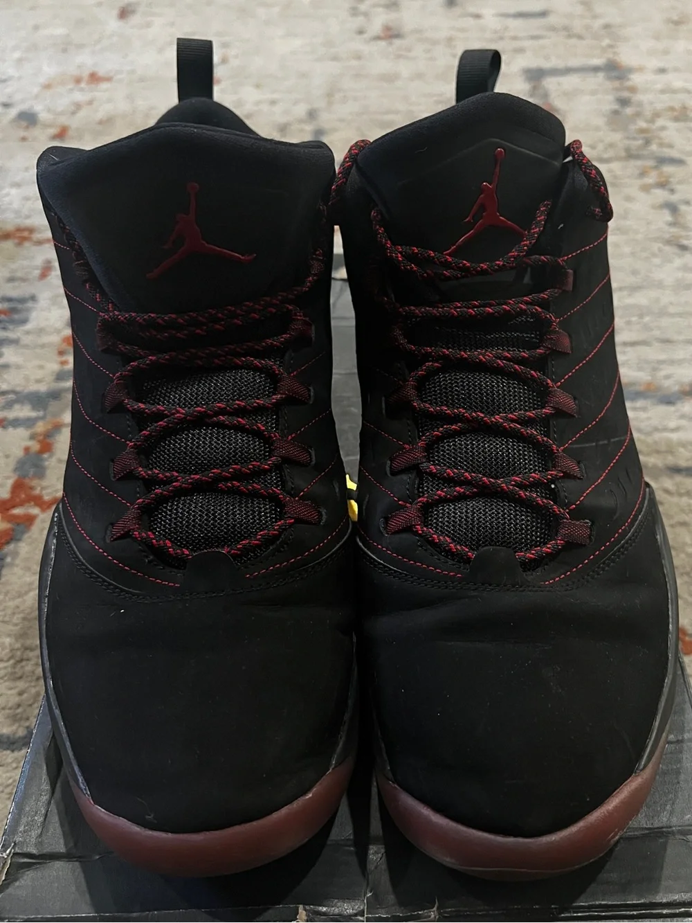 Jordan Horizon High-Top Sneakers in Black and Red.